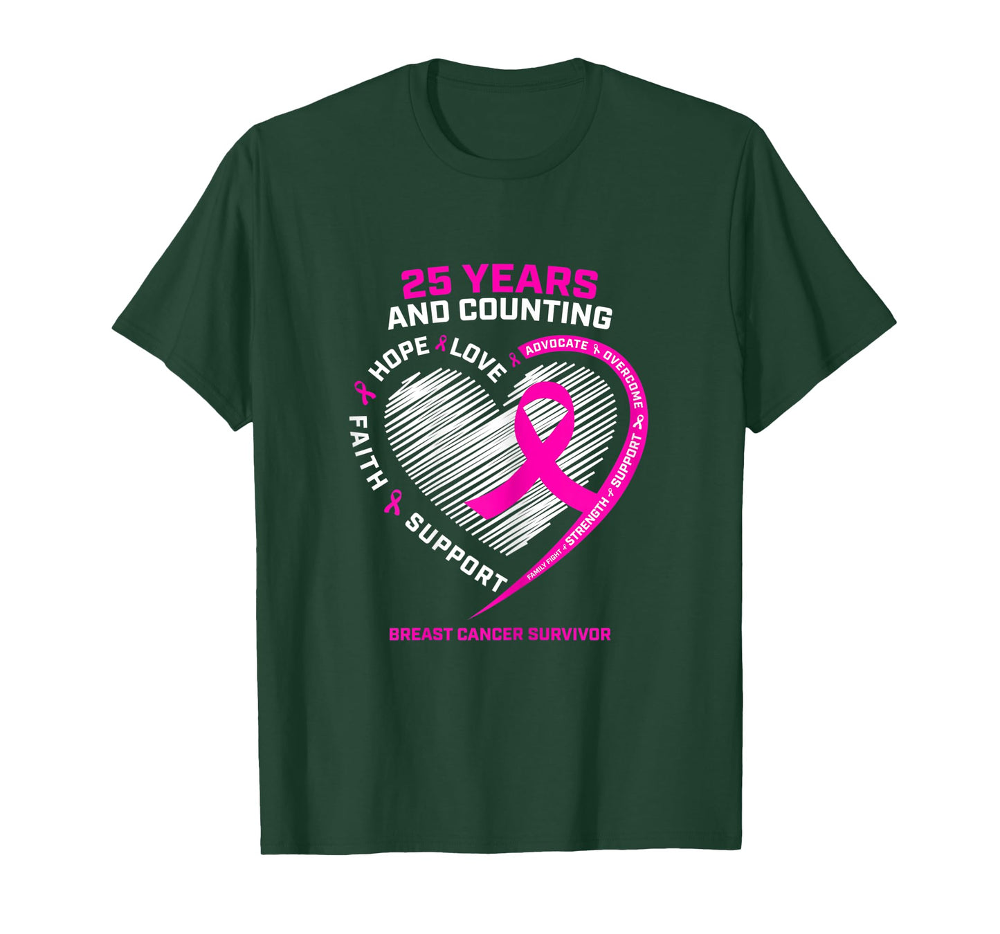 Womens 25 Year Survivor Gifts Grandma Mom Breast Cancer Survivor T-Shirt