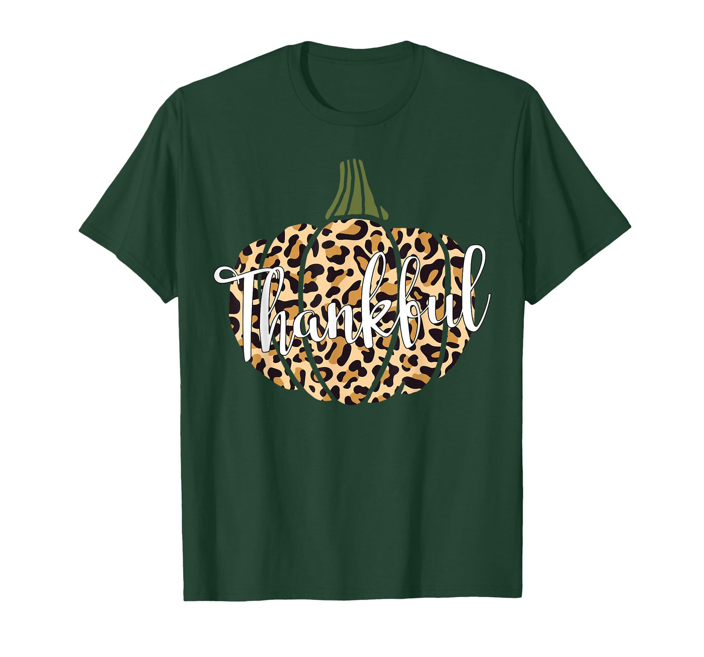 Thankful Leopard Pumpkin Woman Thanksgiving Gift Mother Mama T-Shirt