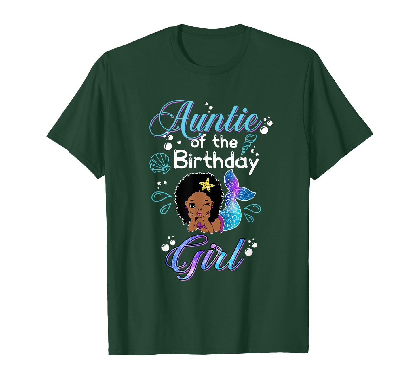 Auntie Of The Birthday Mermaid African American Kids Women T-Shirt