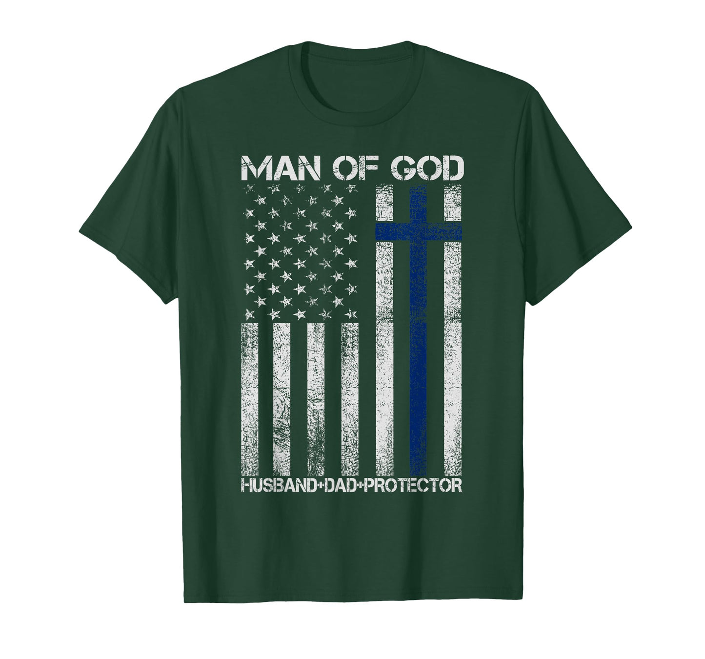 Religious Cross Fathers Day Man of God Husband Dad Protector T-Shirt