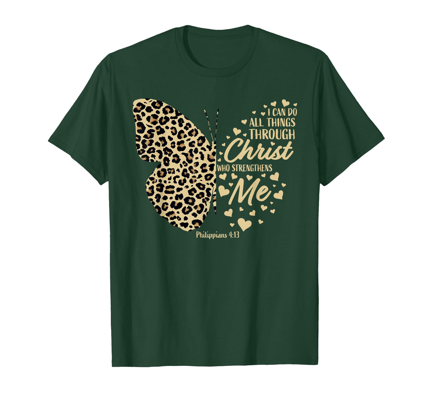 Christian Bible Verse Butterfly Cheetah Mom Women Teen Girls T-Shirt