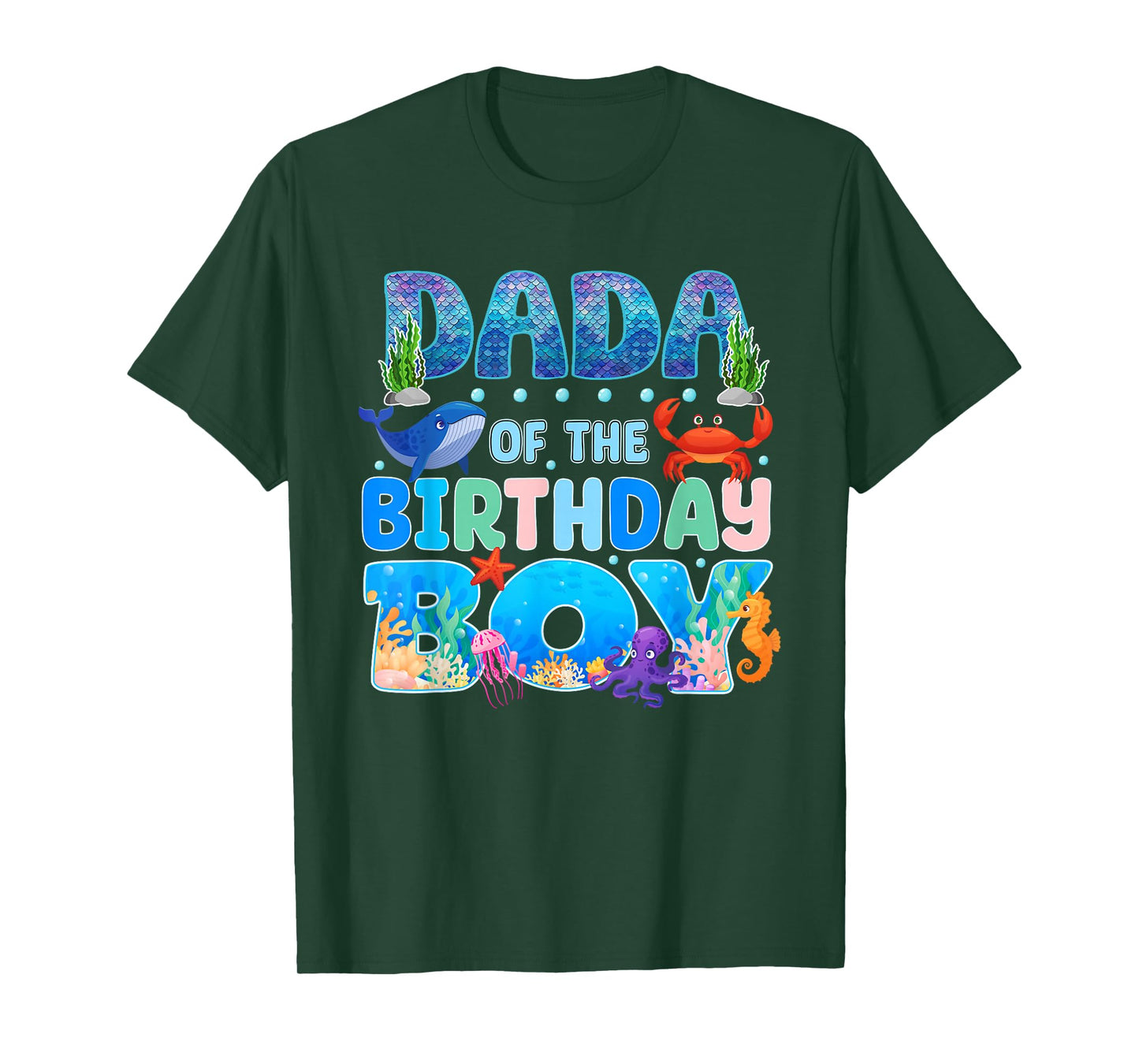 Dada of The Birthday Boy Aquarium Sea Animals Matching T-Shirt