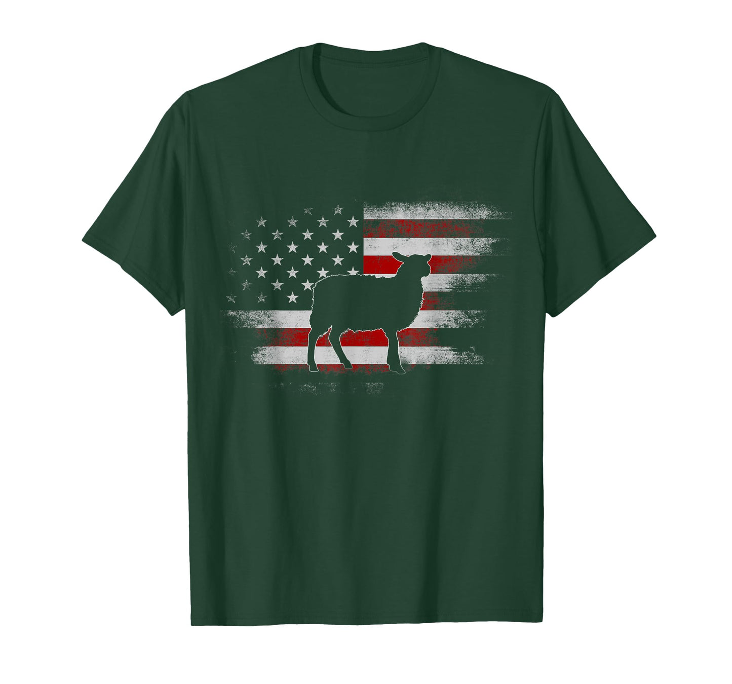 Farm Sheep 4th Of July Cool Sheep US Flag Vintage Design Women Kids Men T-Shirt