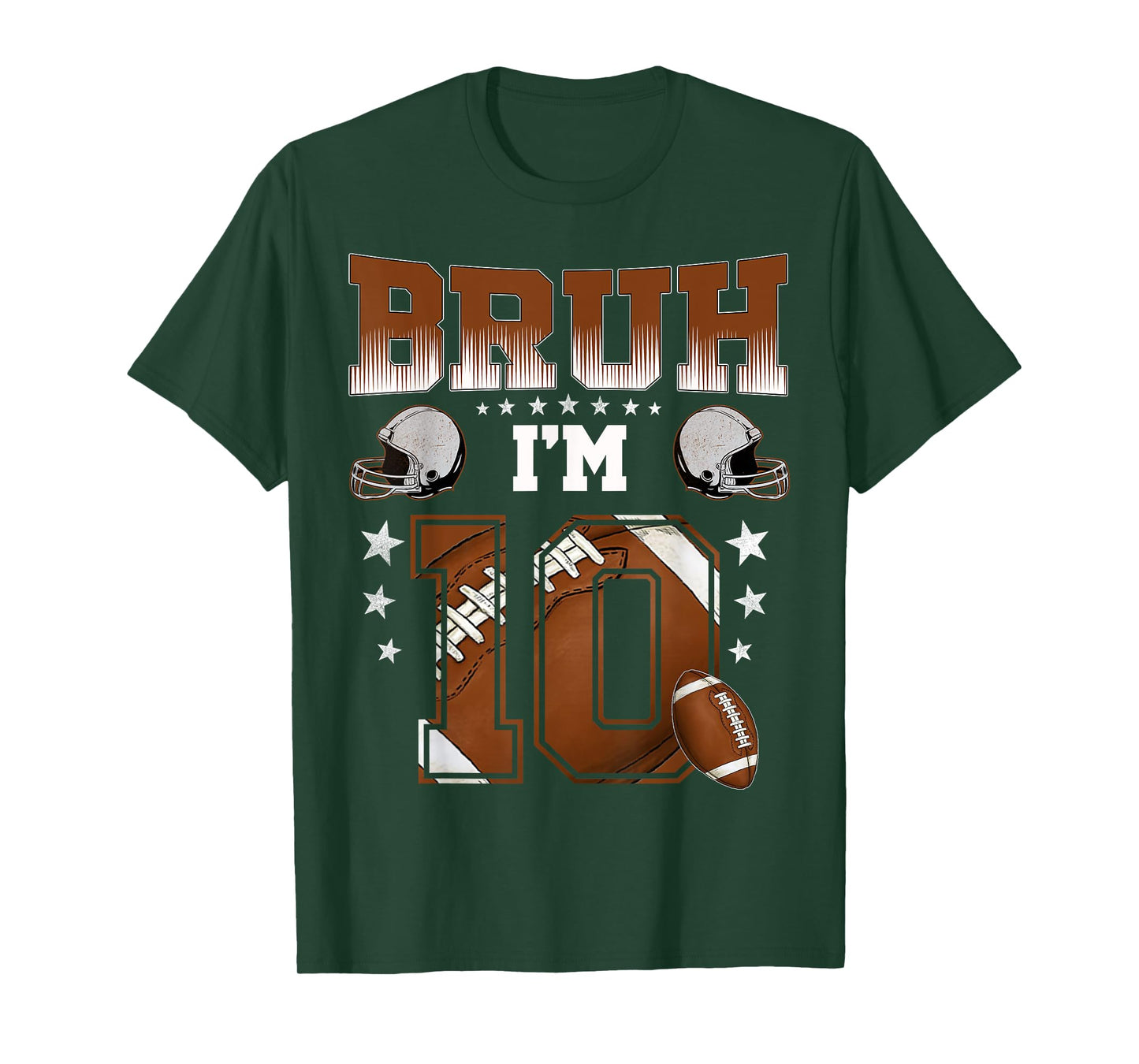 10th Birthday Boy Football Player Bruh I'm 10 Year Old Kids T-Shirt