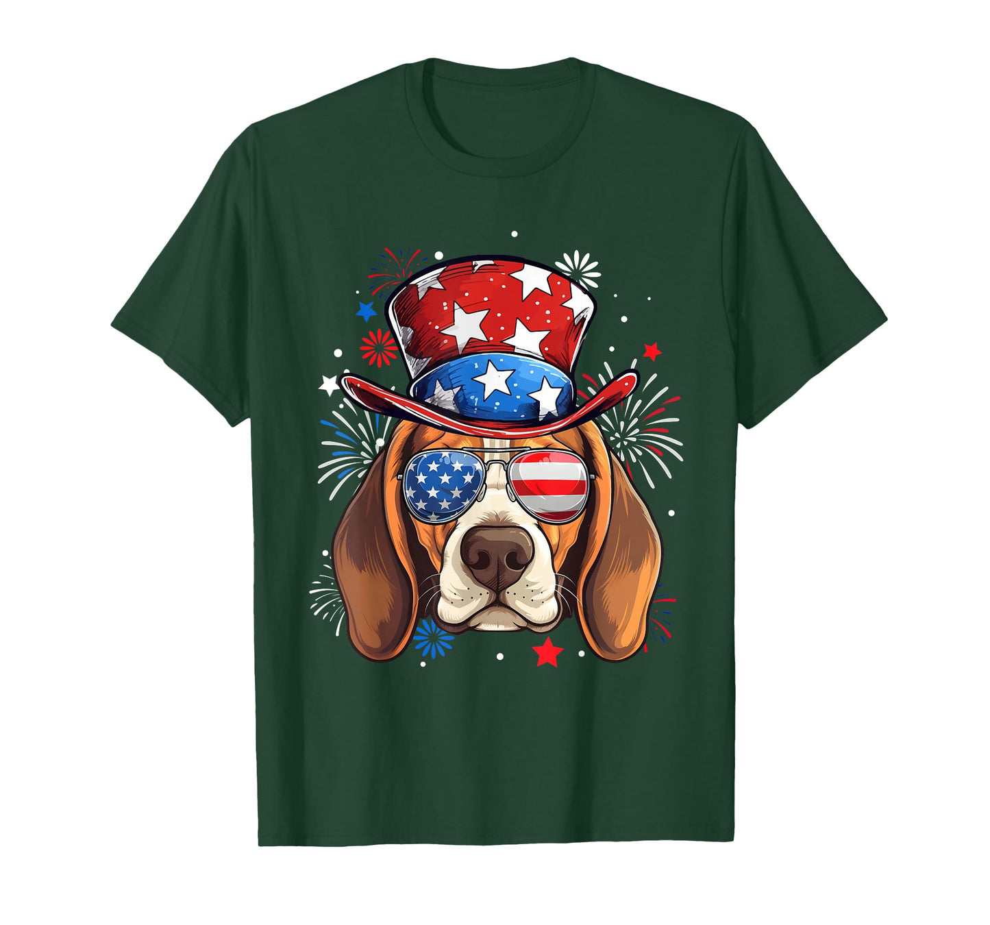 Beagle Patriotic USA Flag 4th Of July Dog Lover Women Kids Men T-Shirt
