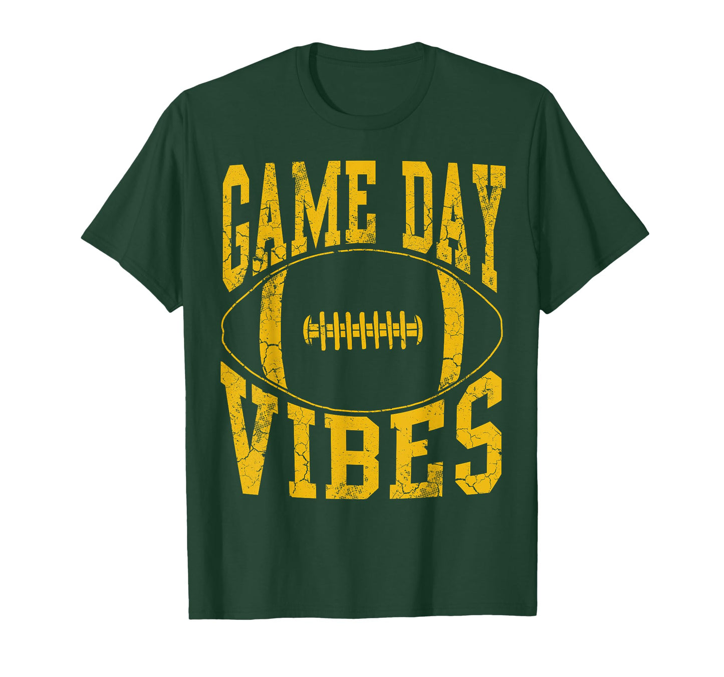 Game Day Vibes Yellow Football Vintage Distressed Graphic T-Shirt