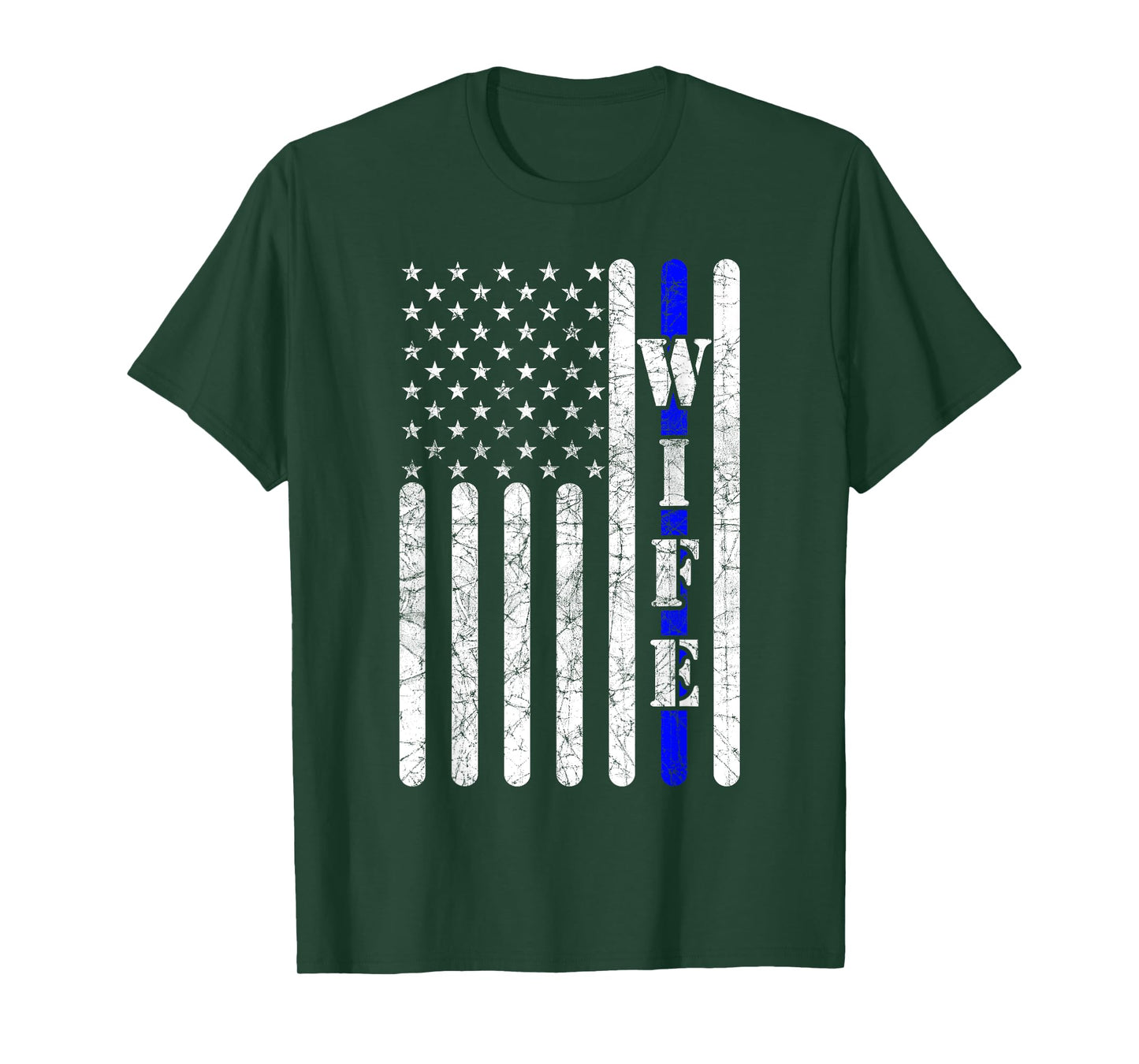 Thin Blue Line T shirt Police Wife Vintage American Flag T-Shirt