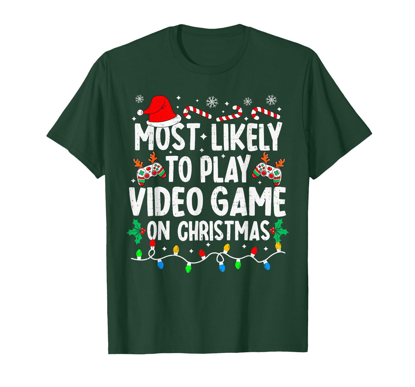 Most Likely to Play Video Games On Christmas Family Matching T-Shirt