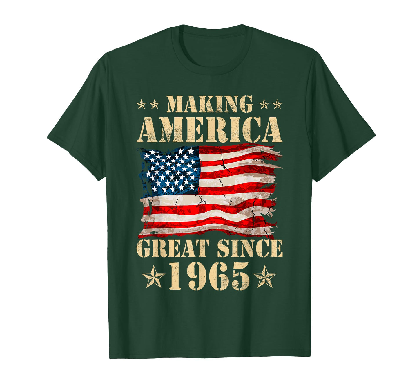 Vintage Making America Flag Great Since 1965 Birthday Party T-Shirt