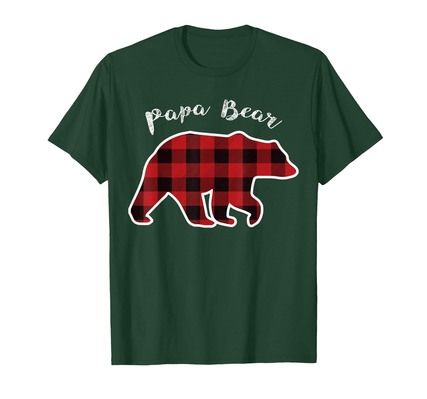 PAPA BEAR | Men Red Plaid Christmas Pajama Family Dad Gift T-Shirt