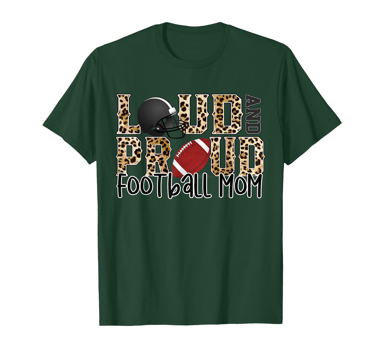 Loud Proud Moms Football Leopard Print Cheetah Pattern T-Shirt