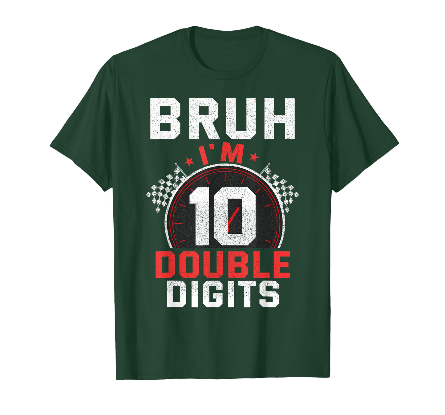 10th Birthday Boy Racing Car Bruh I'm Double Digits Race Car T-Shirt