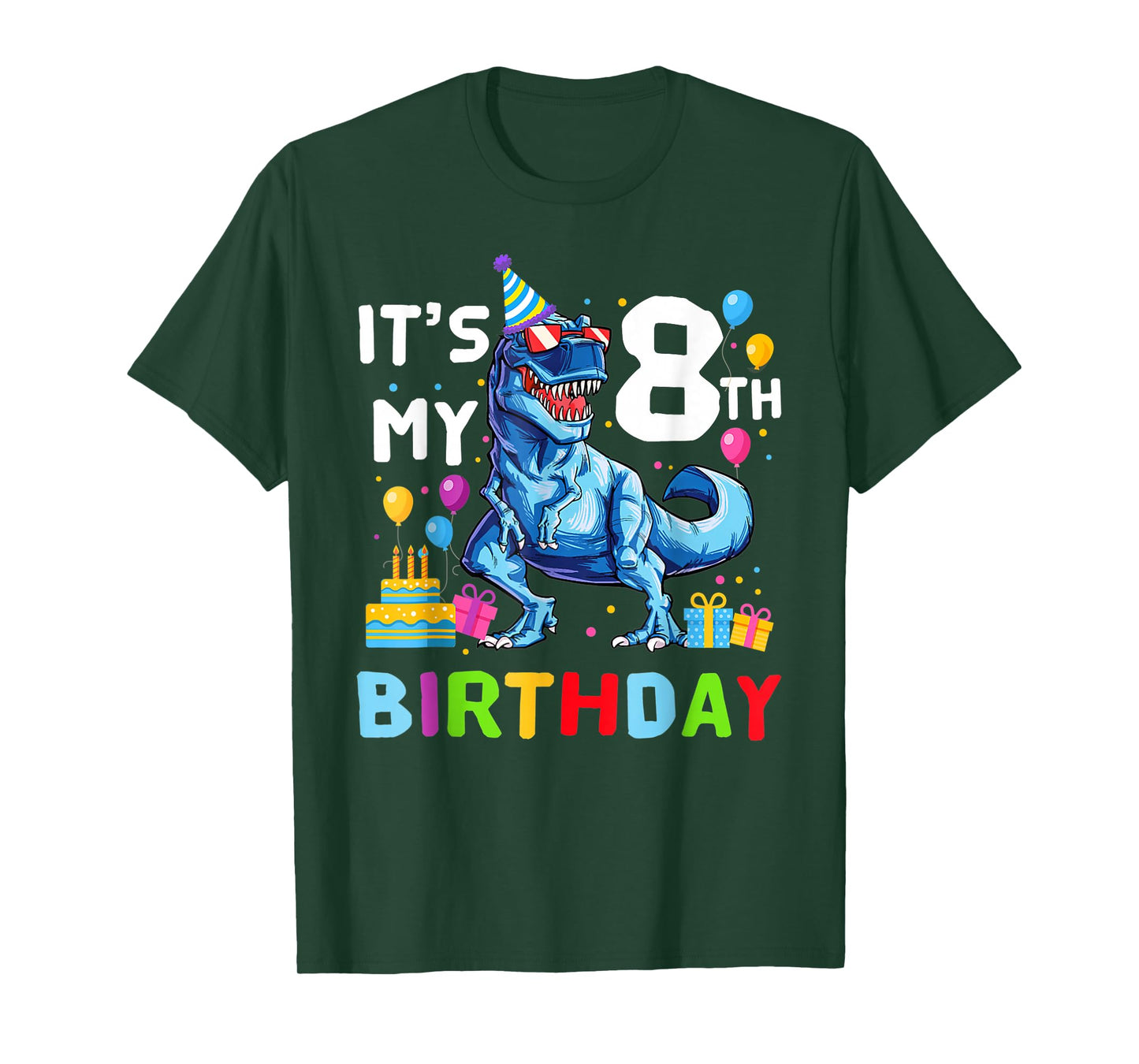 Kids It's My 8th Birthday Happy 8 Year T-Rex T-Shirt