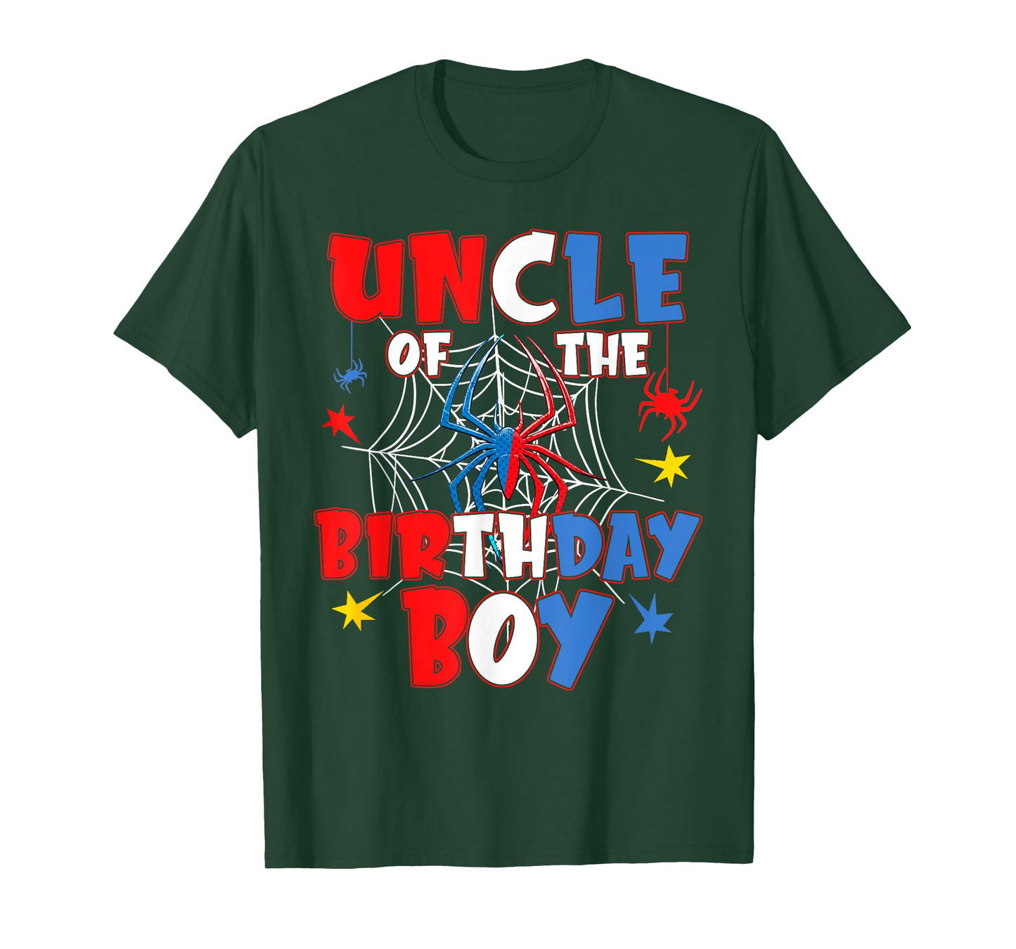 Uncle Of The Birthday Boy Shirt Matching Family Spider Web T-Shirt