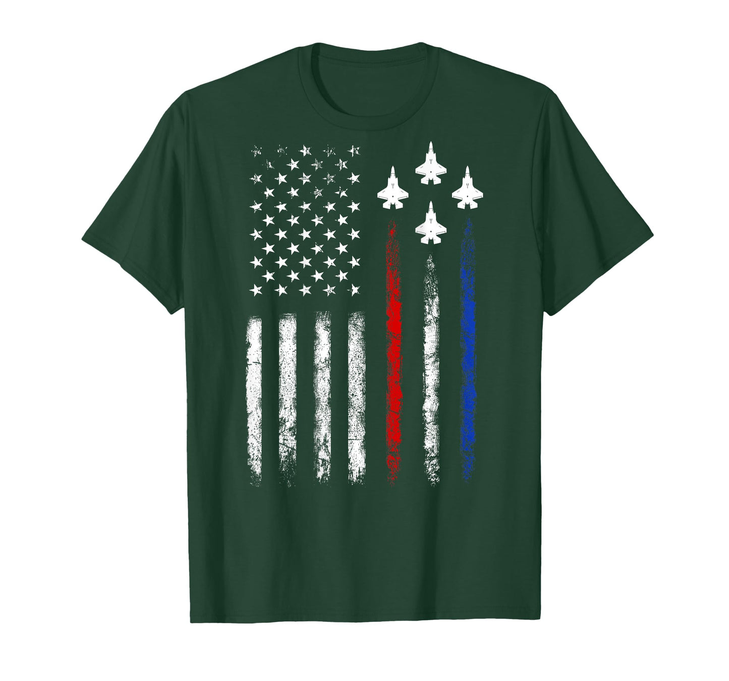 (On Back) Patriotic Shirts USA Flag Fighter Jet 4th Of July T-Shirt for Women Girls Kids Men