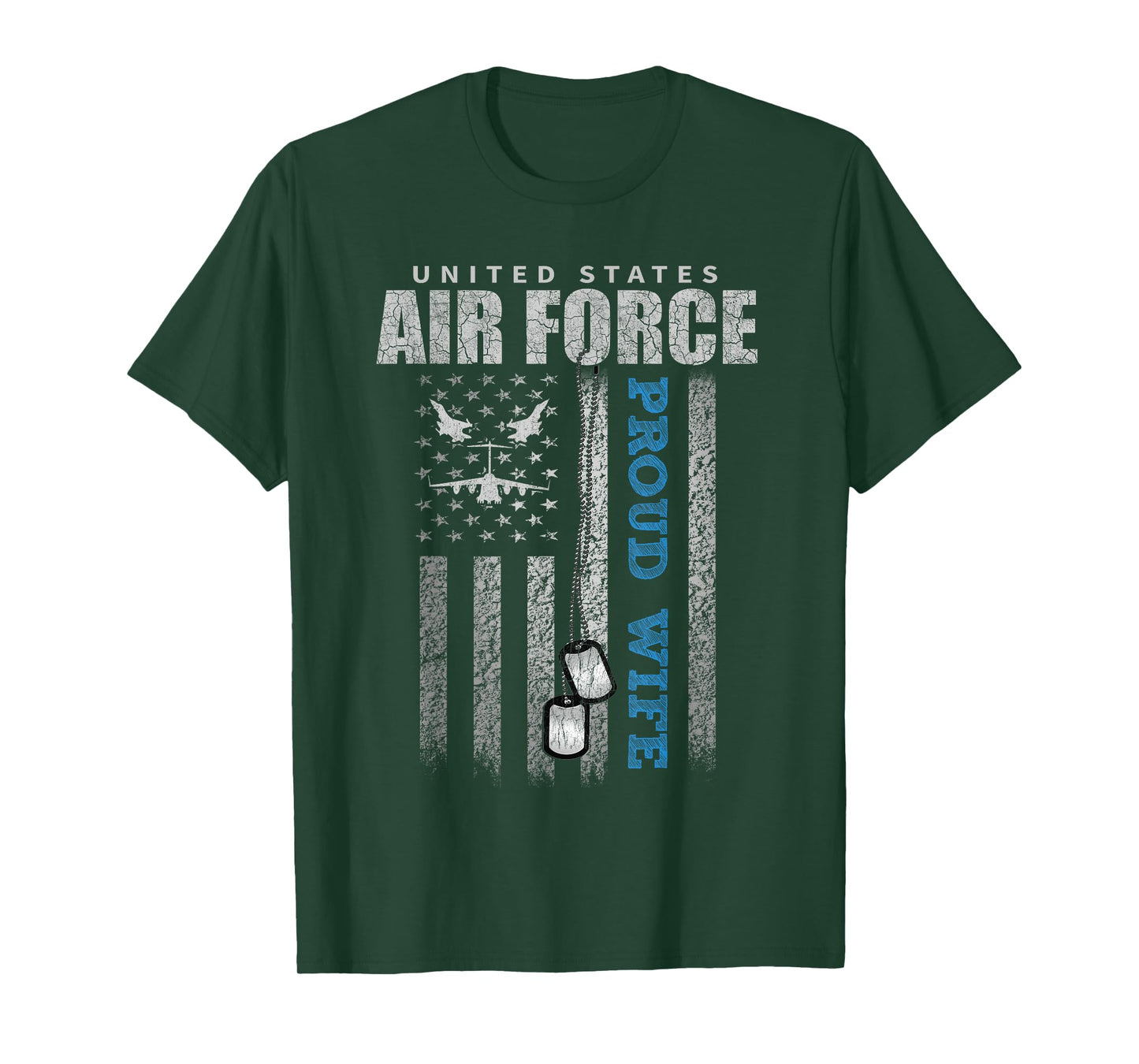 Proud Air Force Wife USA Flag T-Shirt
