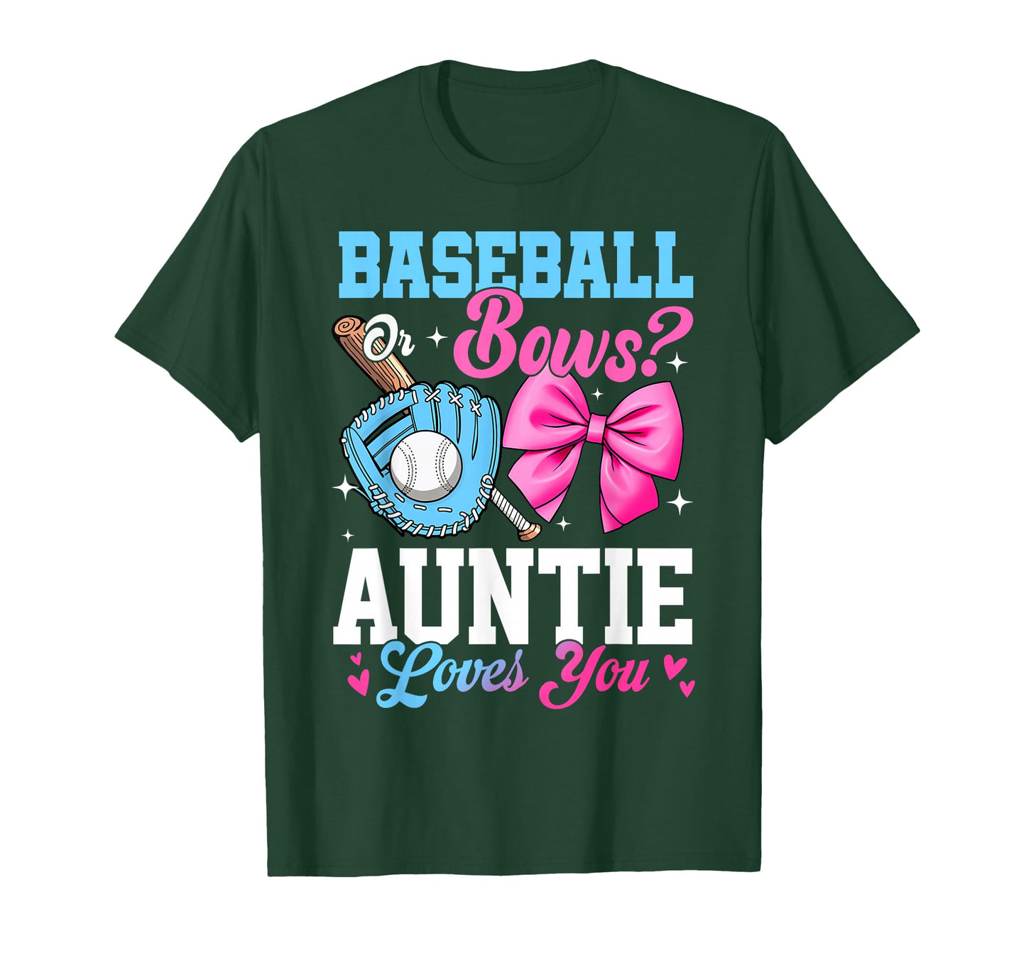 Baseball Or Bows Your Auntie Loves You Gender Reveal T-Shirt