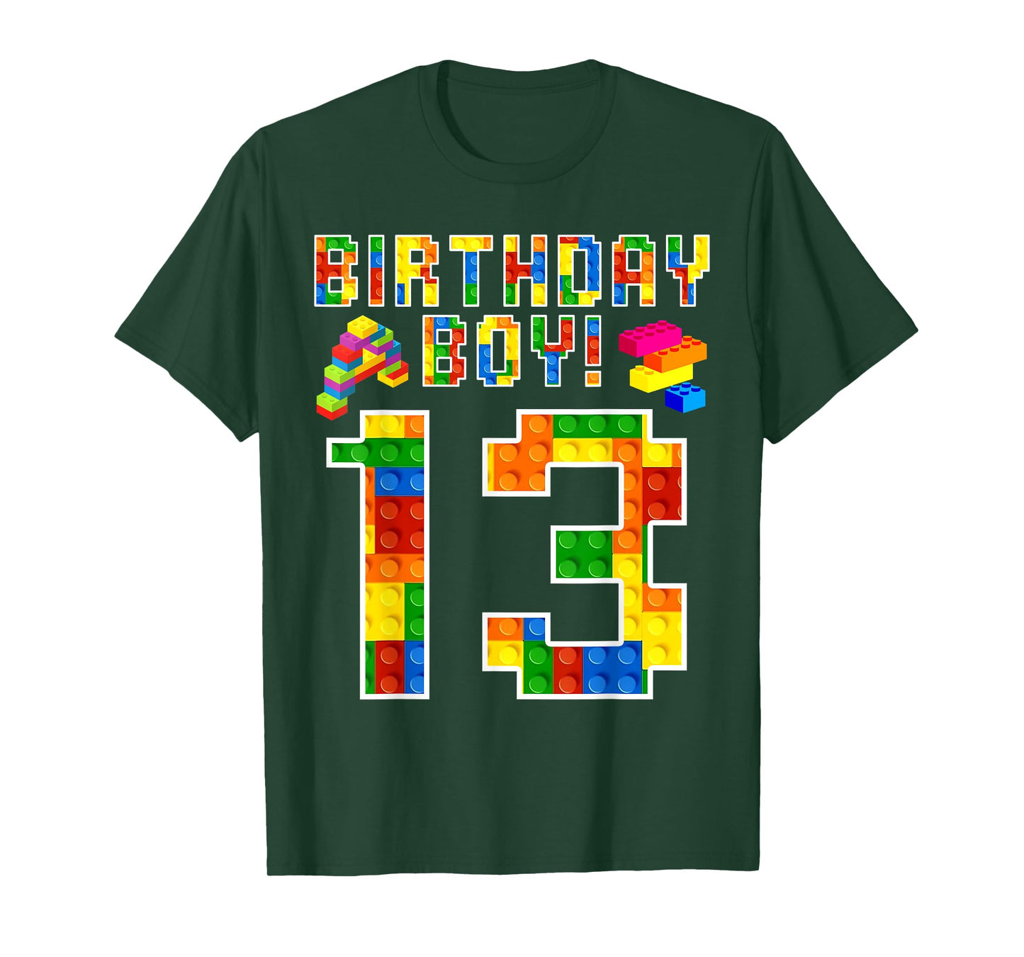 Perfect 13th Birthday 13 Years Old Block Building Boy Kids T-Shirt