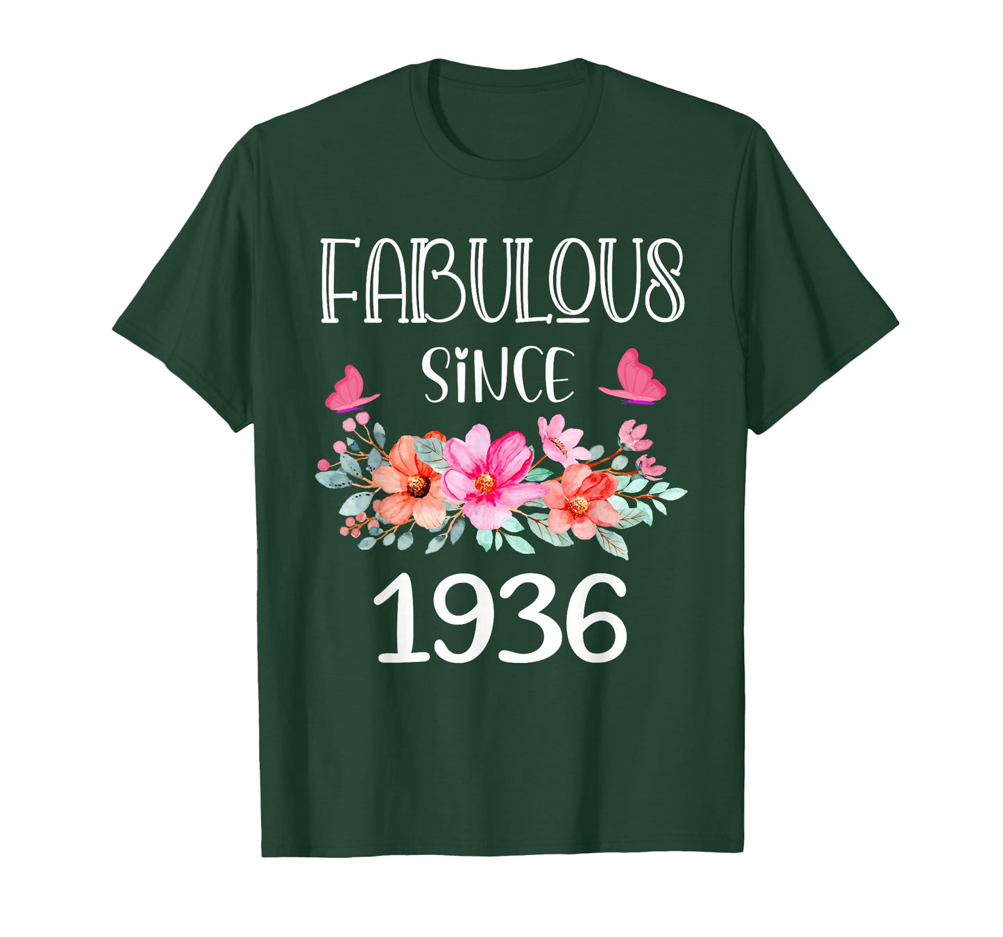 Fabulous Since 1936 Women 89 Years Old Floral 89th Birthday T-Shirt