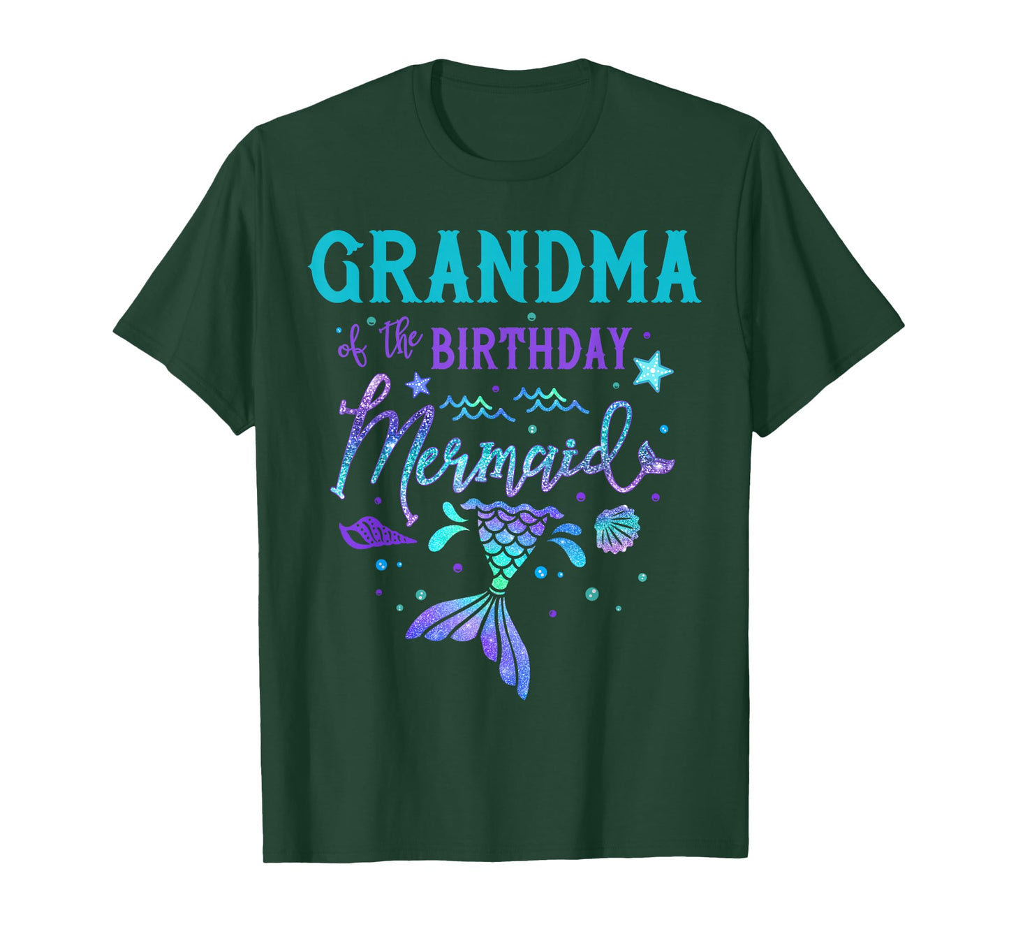 Grandma Of The Birthday Mermaid Theme Party Squad Security T-Shirt