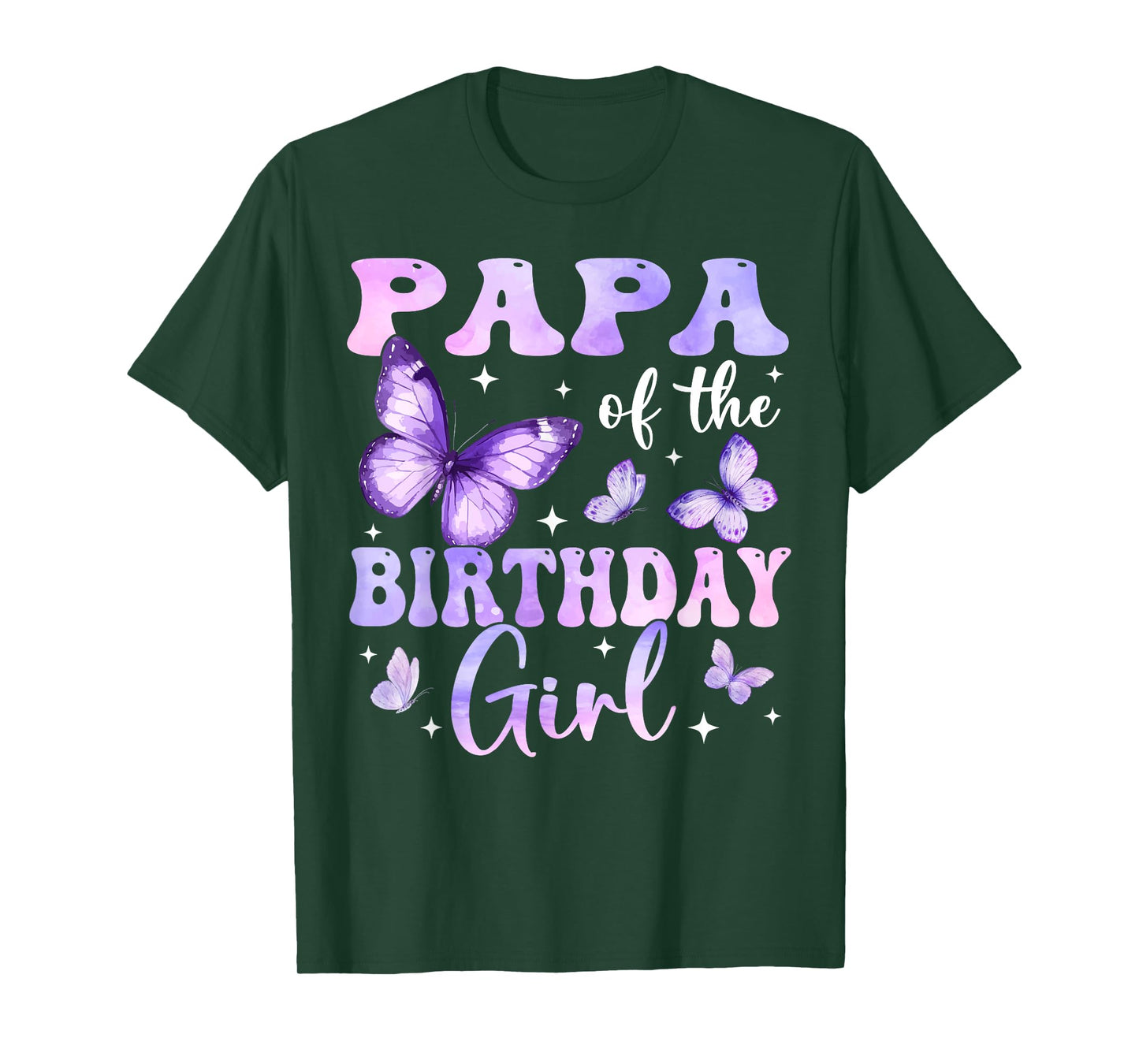 Papa of The Birthday Girl Butterfly Family Matching T-Shirt
