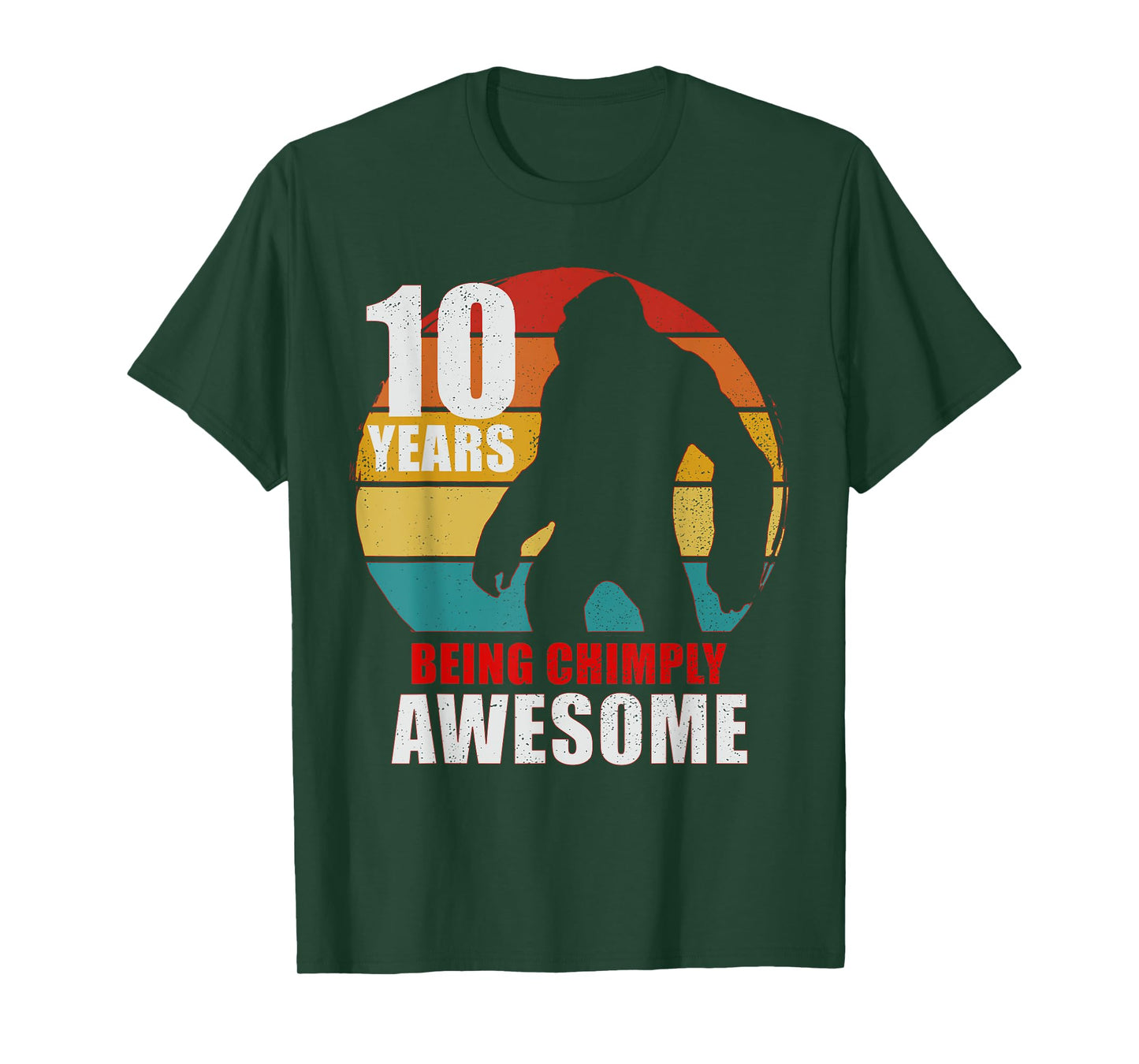 10 Years Old Being Chimply Awesome 10th Birthday Monkey T-Shirt