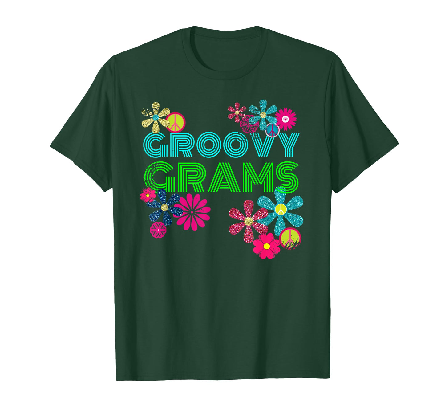 Groovy Grams T Shirt Grandmother Hippie Flower Shirt T-Shirt