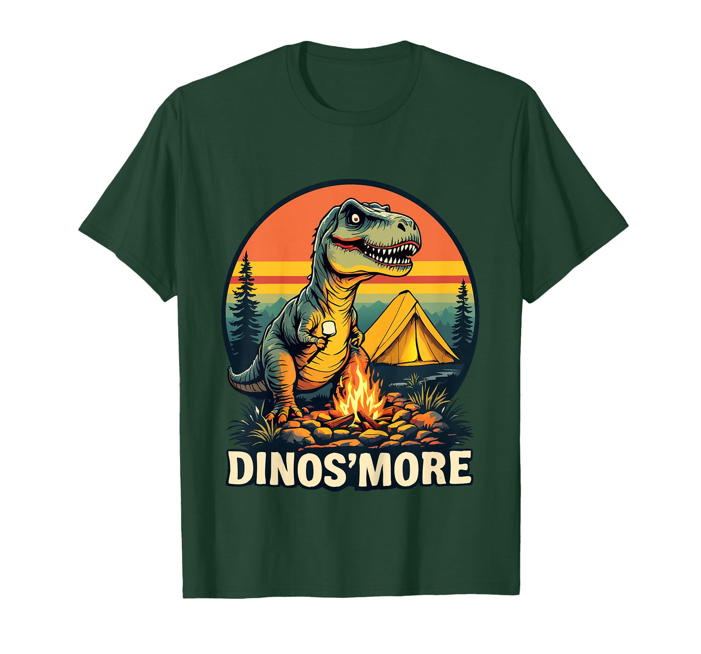 Kids Funny Dinos'more Camping Dinosaur Camp Smore Dino Campfire T-Shirt