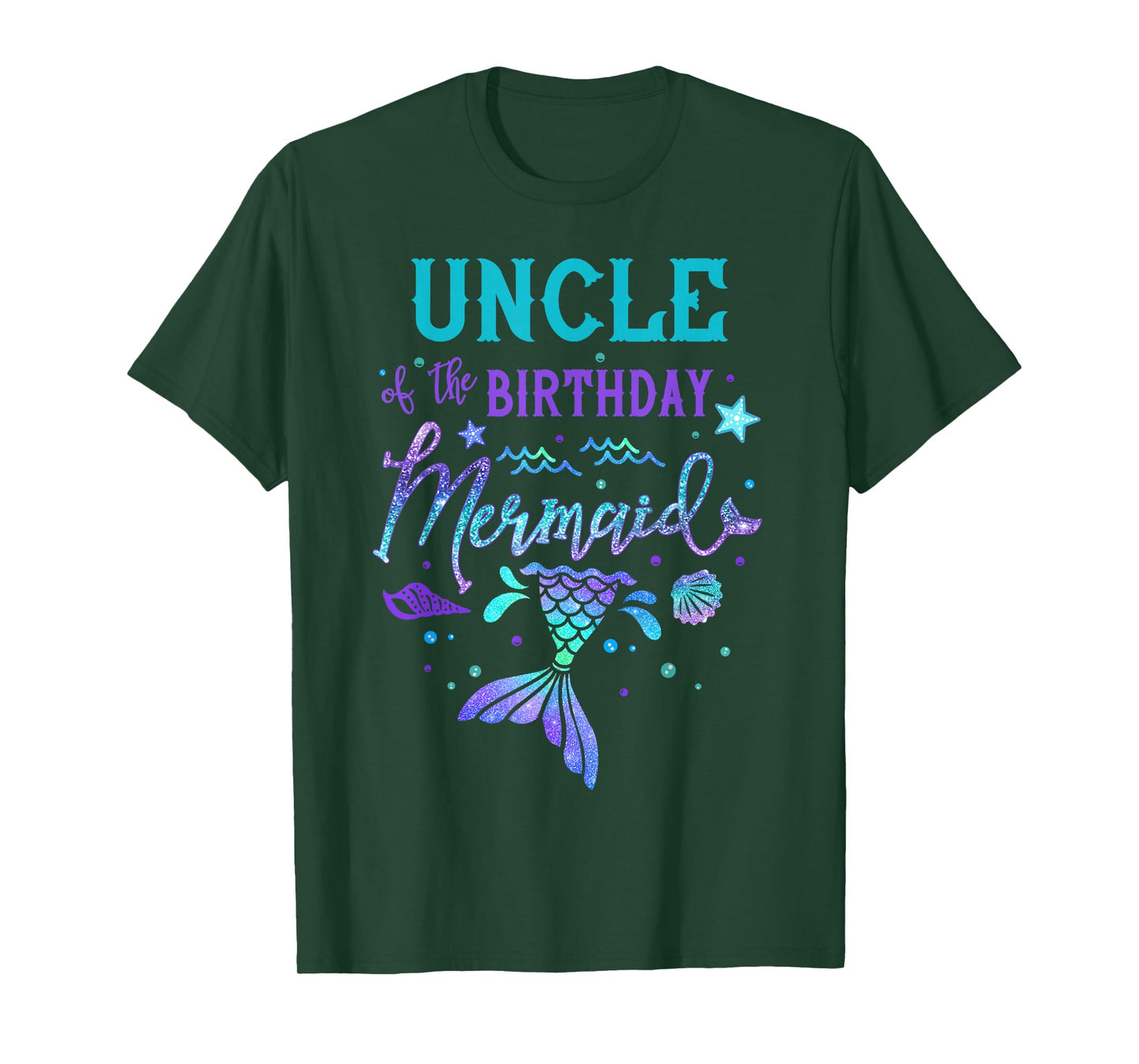 Uncle Of The Birthday Mermaid Theme Party Squad Security T-Shirt