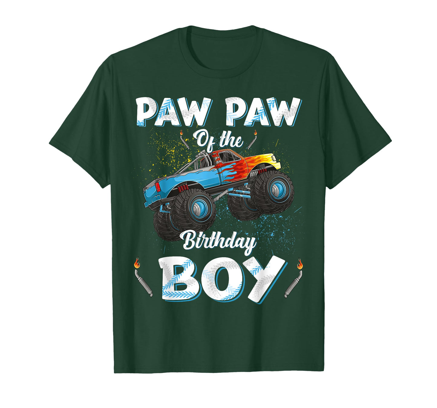 Paw Paw Of The Birthday Boy Monster Truck Bday Men Grandpa T-Shirt