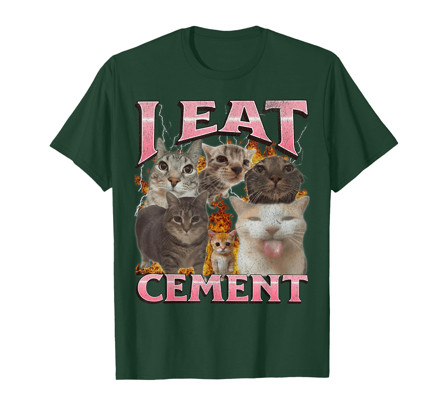 I Eat Cement Funny Cat Meme Bootleg Graphic T-Shirt