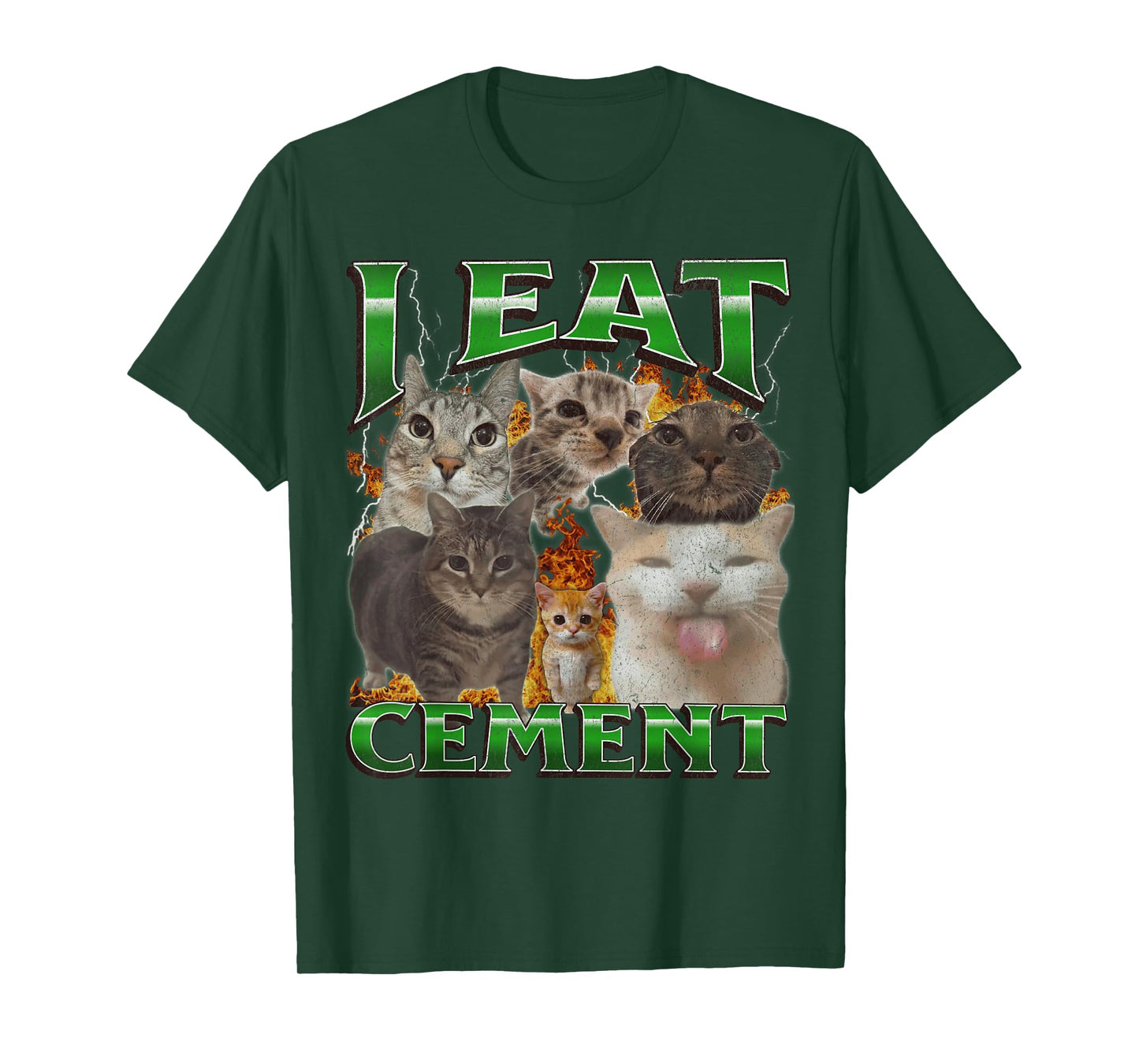 I Eat Cement Funny Cat Meme Bootleg Graphic T-Shirt