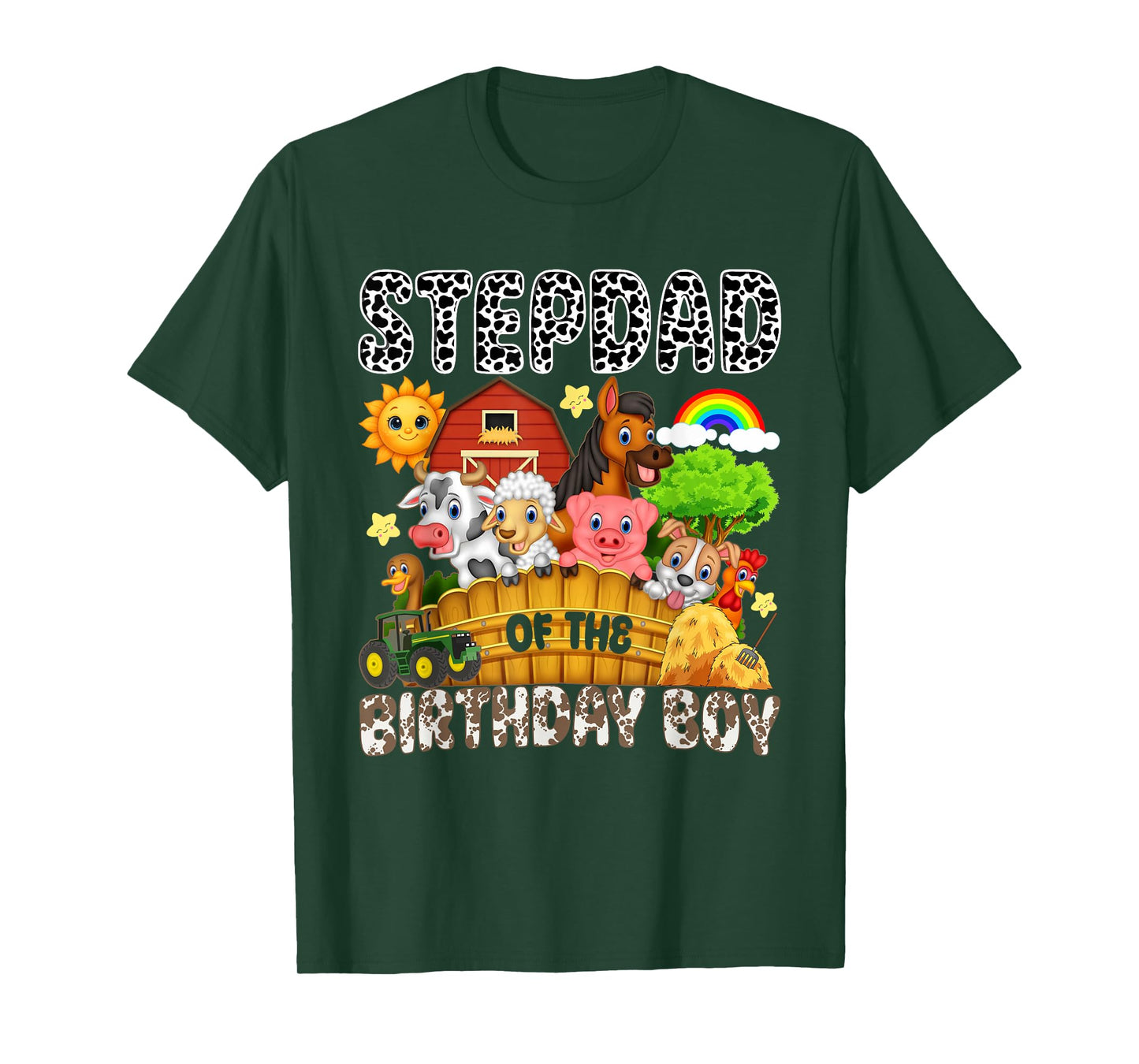 Stepdad of The Bday Boy Farm Animals Matching Farm Theme T-Shirt