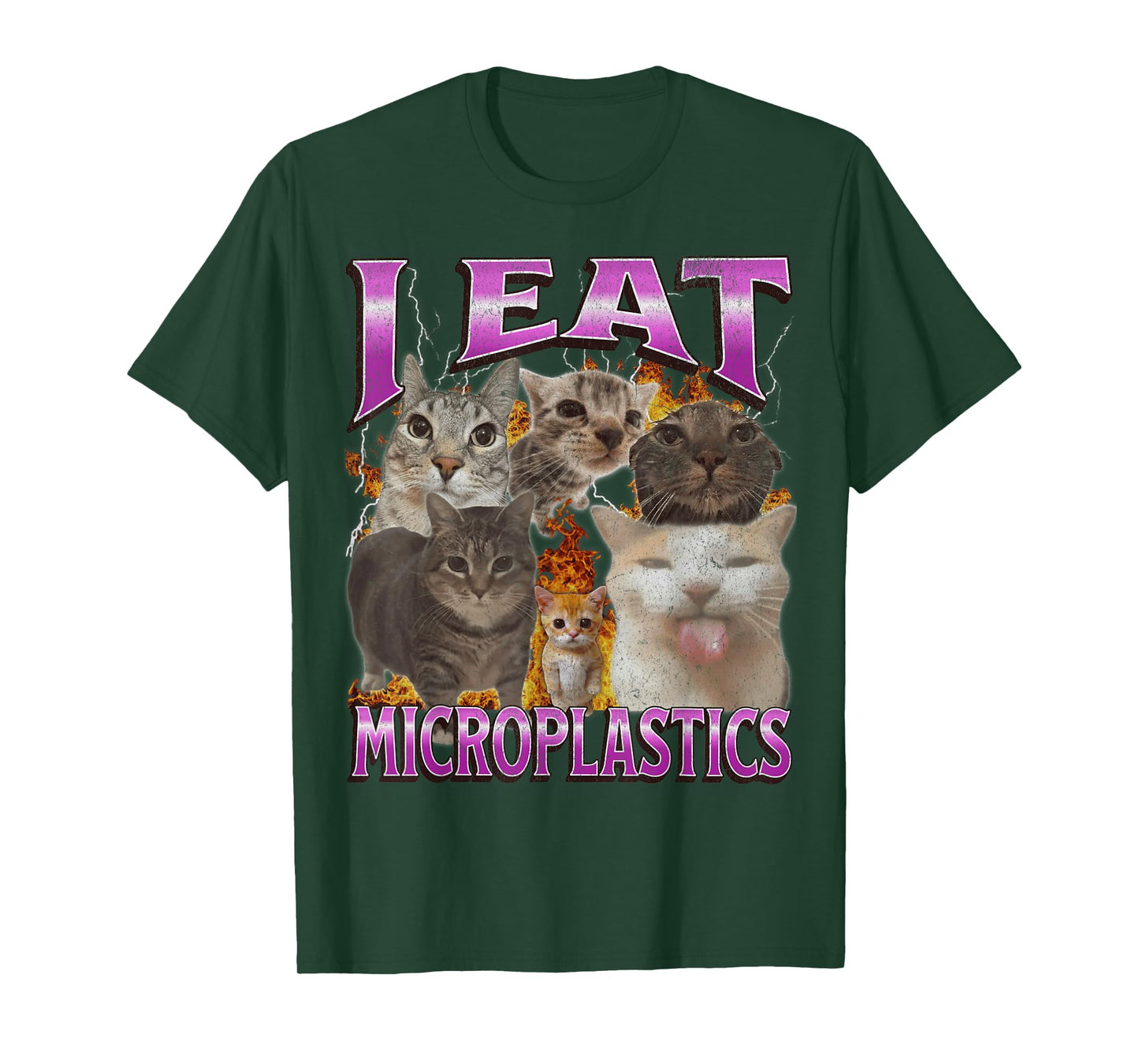 I Eat Microplastics Funny Cat Meme Bootleg Graphic Men Women T-Shirt