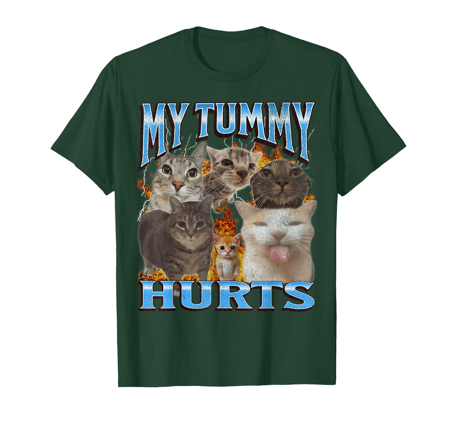 My Tummy Hurts Funny Cat Meme Bootleg Graphic T-Shirt