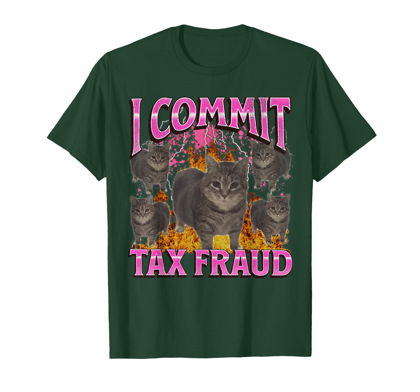 I Commit Tax Fraud Funny Oia Oia Cat Meme Bootleg Graphic T-Shirt