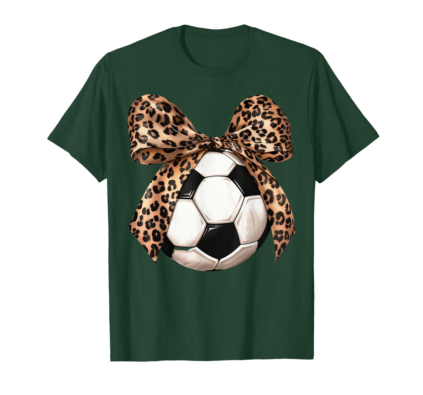Girls Soccer Coquette Bow Leopard Cheetah Print Daughter T-Shirt