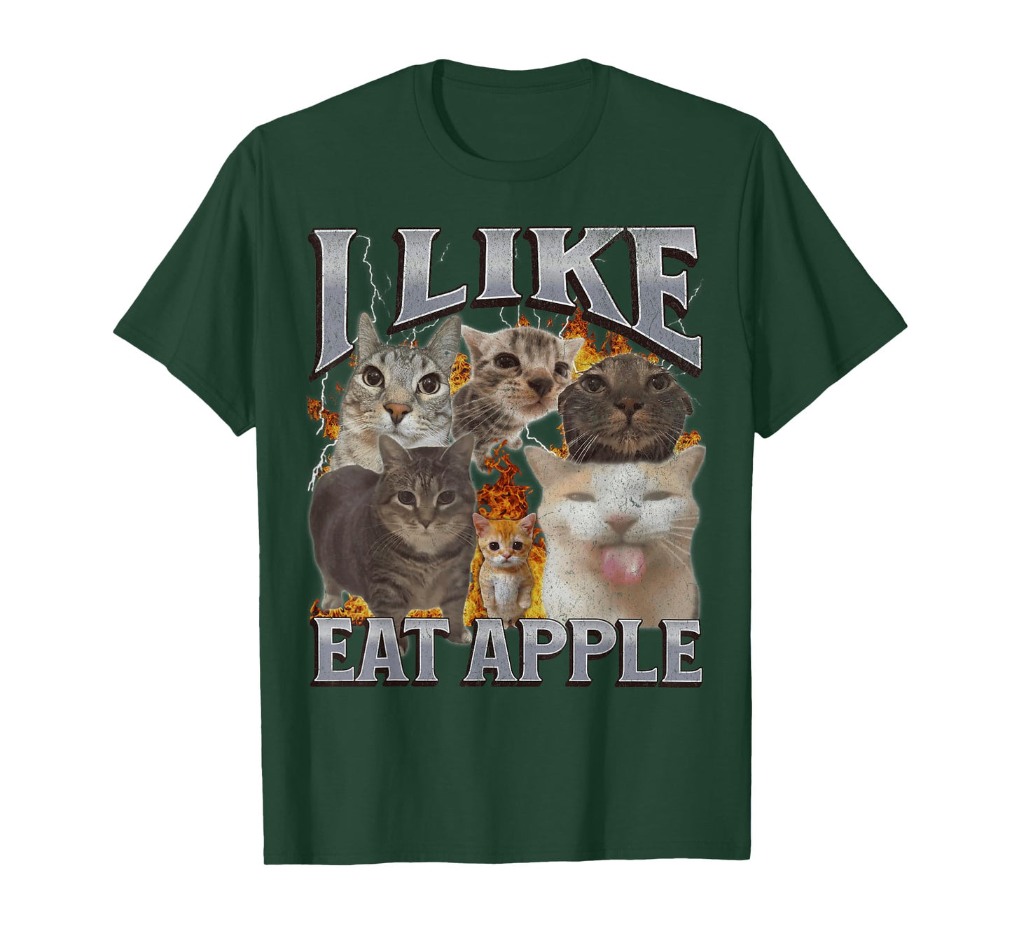 I Like Eat Apple Funny Cat Meme Bootleg Graphic Men Women T-Shirt