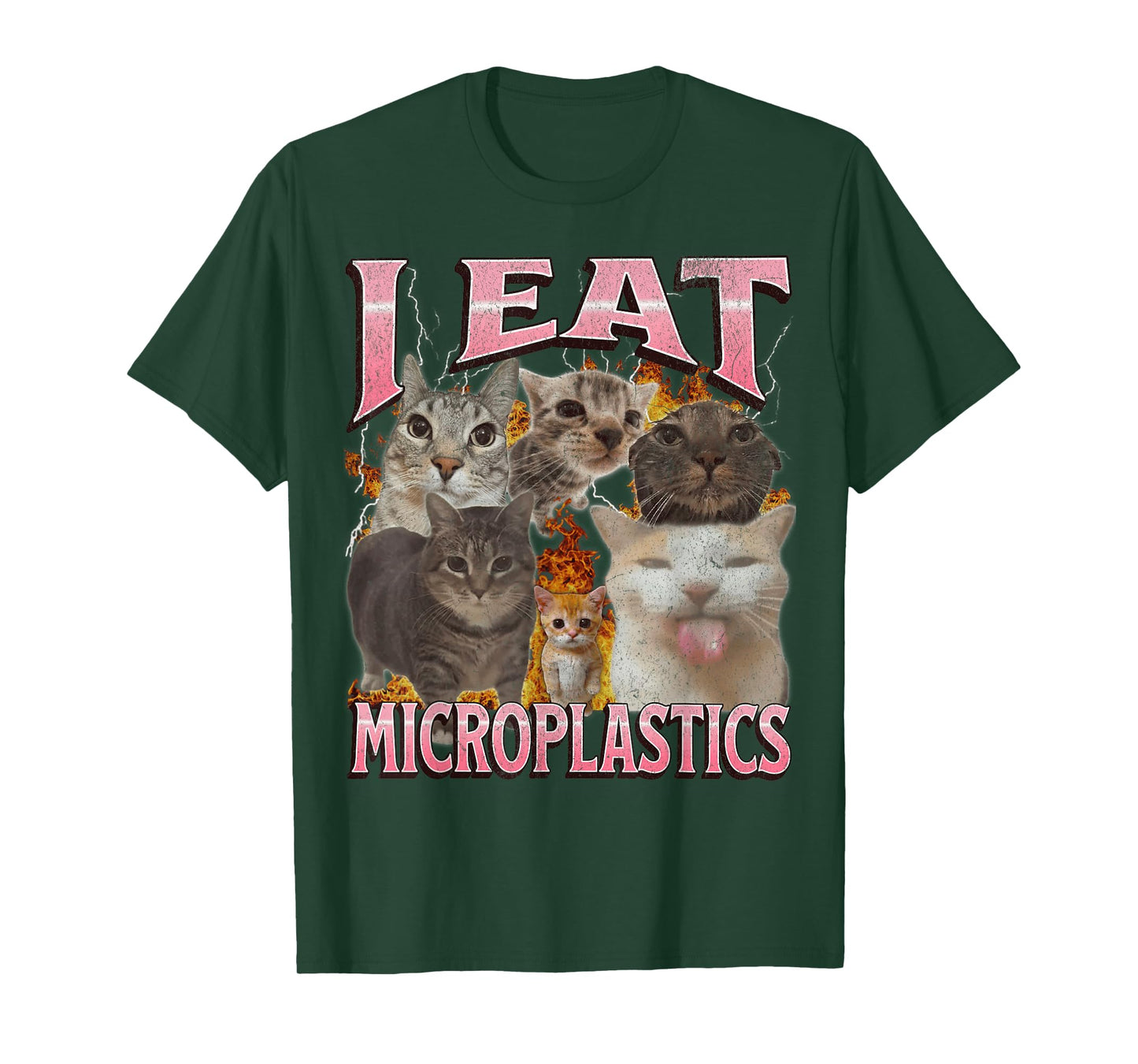 I Eat Microplastics Funny Cat Meme Bootleg Graphic T-Shirt