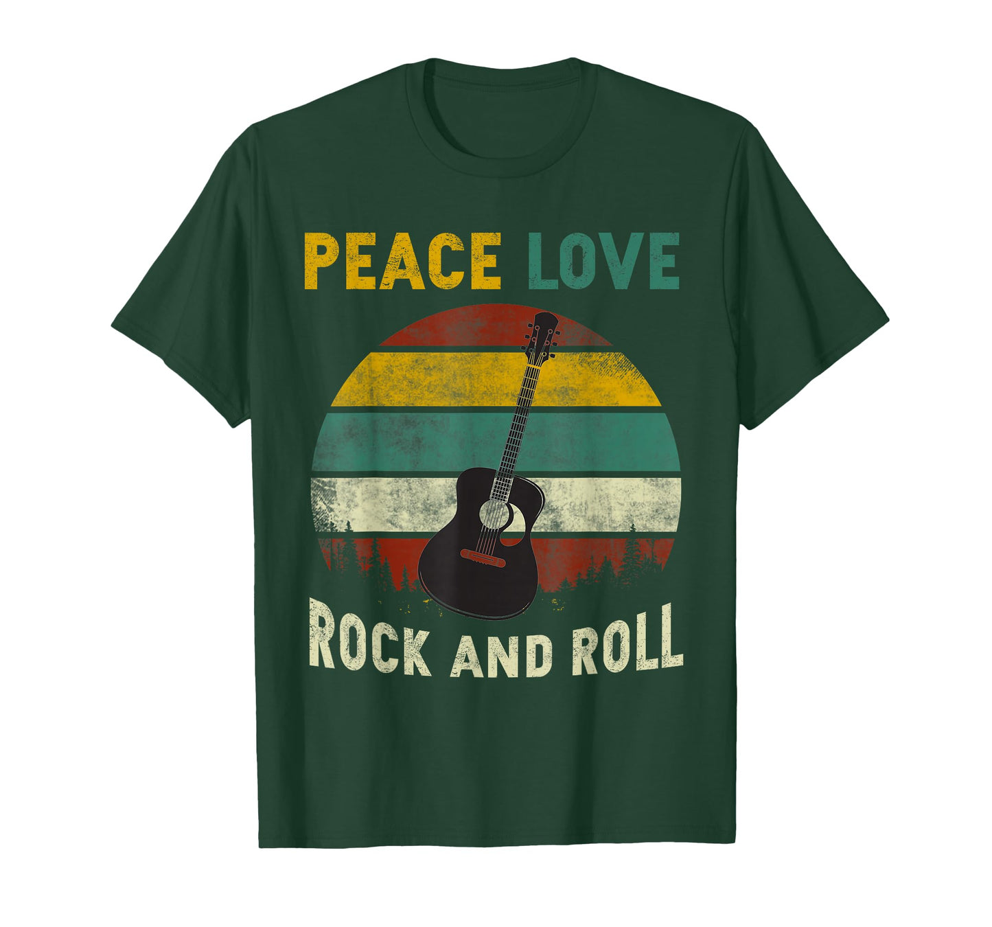 Peace Love Rock and Roll Guitar Player Guitarist Vintage T-Shirt