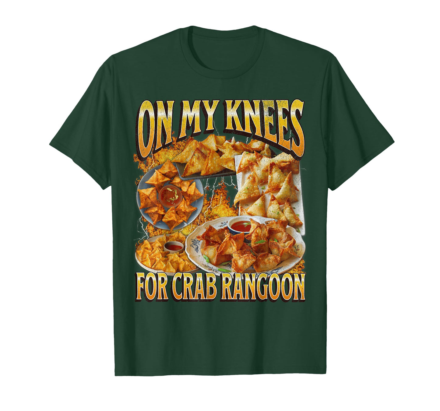 On My Knees Funny Crab Rangoon Meme Bootleg Graphic T-Shirt