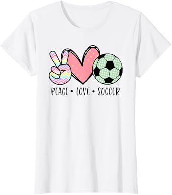 Peace Love Soccer Cute Pastel for Women Teen Girls Toddler T-Shirt