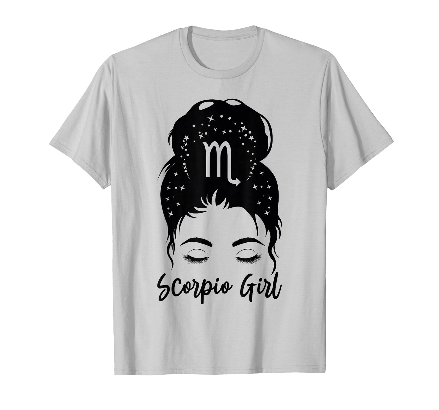 Scorpio Girl Messy Bun Zodiac Symbol Woman Birthday Costume T-Shirt