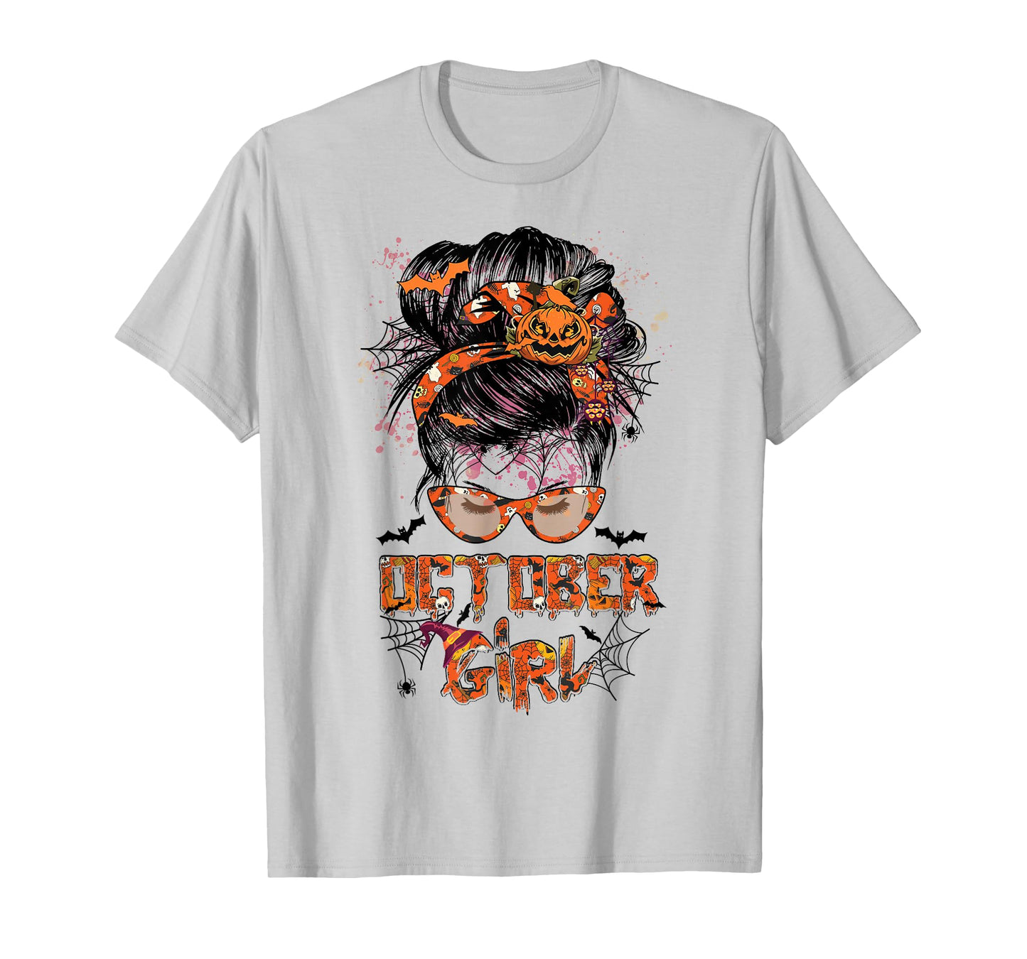 Women October girl Messy bun hair october birthday halloween T-Shirt
