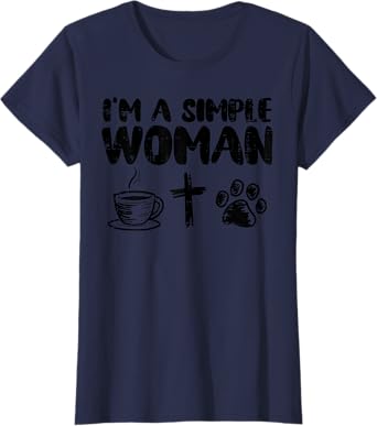 Im A Simple Woman Coffee Cross Paw Christian Dog Cat Owner T-Shirt