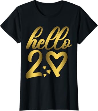 20th Birthday For Women Cute Hello 20 Twenty Years Old T-Shirt