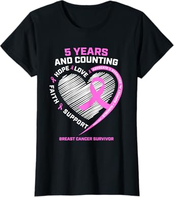 5 Year Breast Cancer Survivor Shirt 5 Years Cancer Free T-Shirt