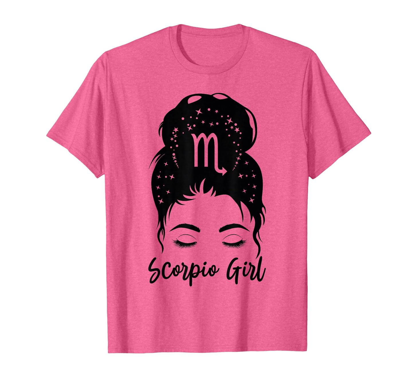 Scorpio Girl Messy Bun Zodiac Symbol Woman Birthday Costume T-Shirt