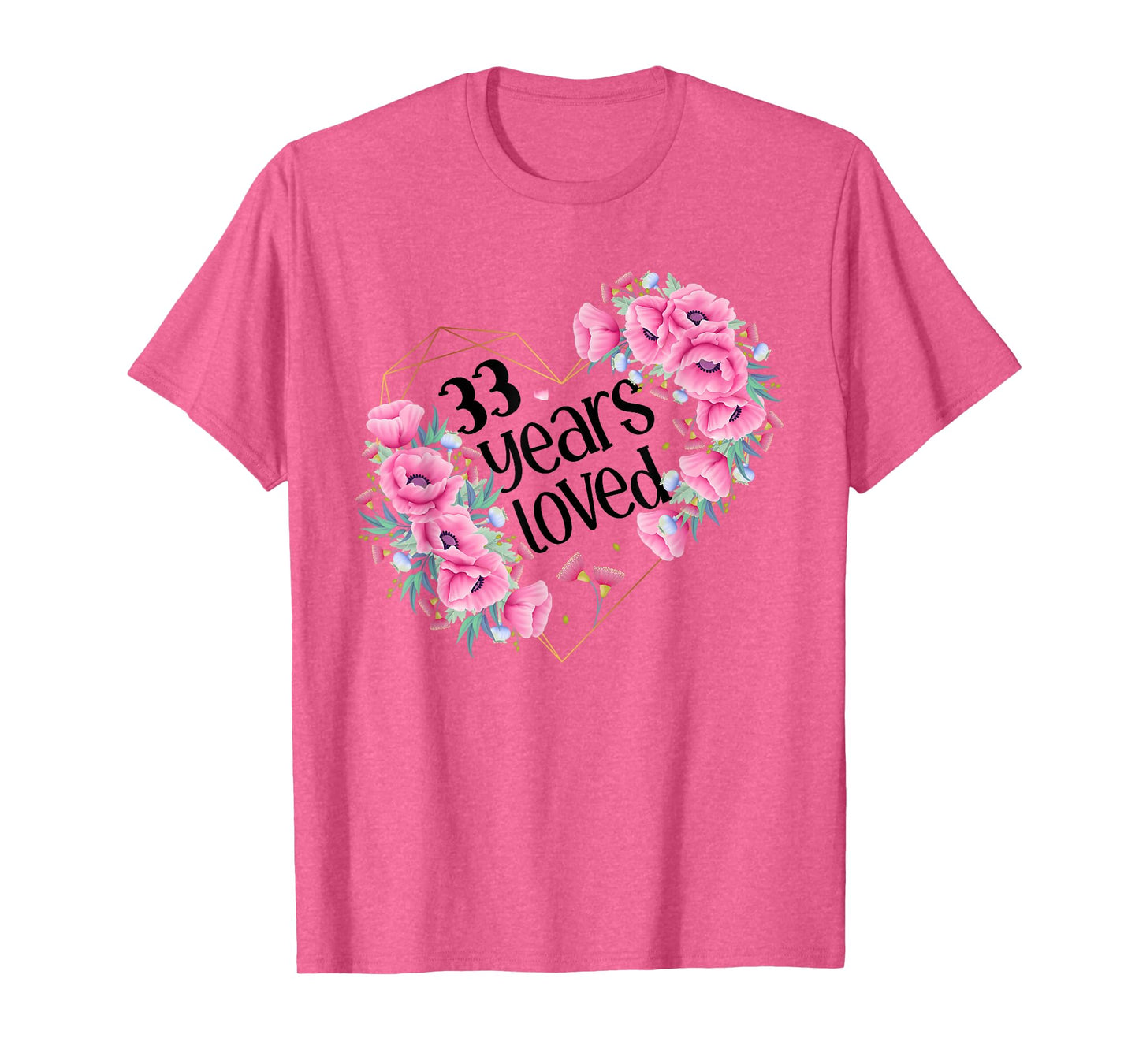 Husband Wife Floral 33rd Happy Birthday T-Shirt