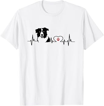 Border Collie Heartbeat Heart Line T-Shirt Gift Idea T-Shirt